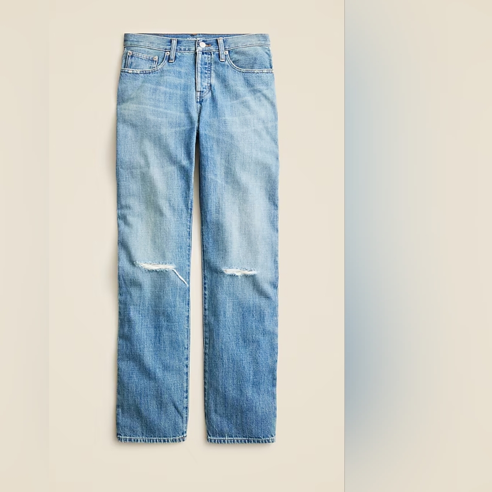 NWT Sz 30 J Crew '84 Slouchy Distressed Jean Straight Leg Kyoto Wash Denim CF133
